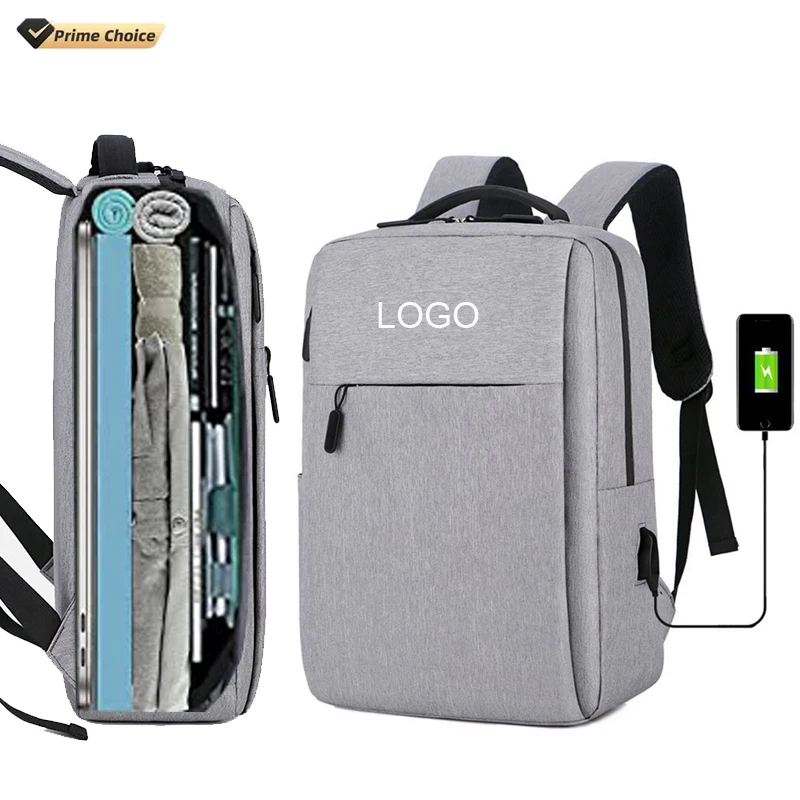 Logo Custom Multifunctional Simple Business Style Travel bag Waterproof Oxford Leisure Computer Laptop Backpack Bag With USB