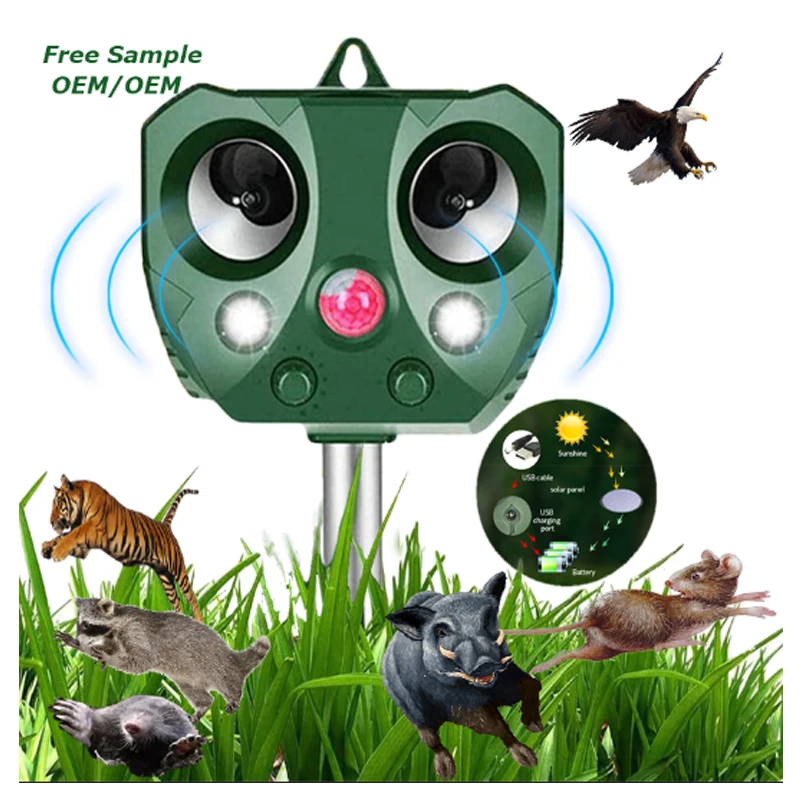 2022 OEM/ODM Factory outdoor waterproof new design bright solar led garden pest control animal repeller