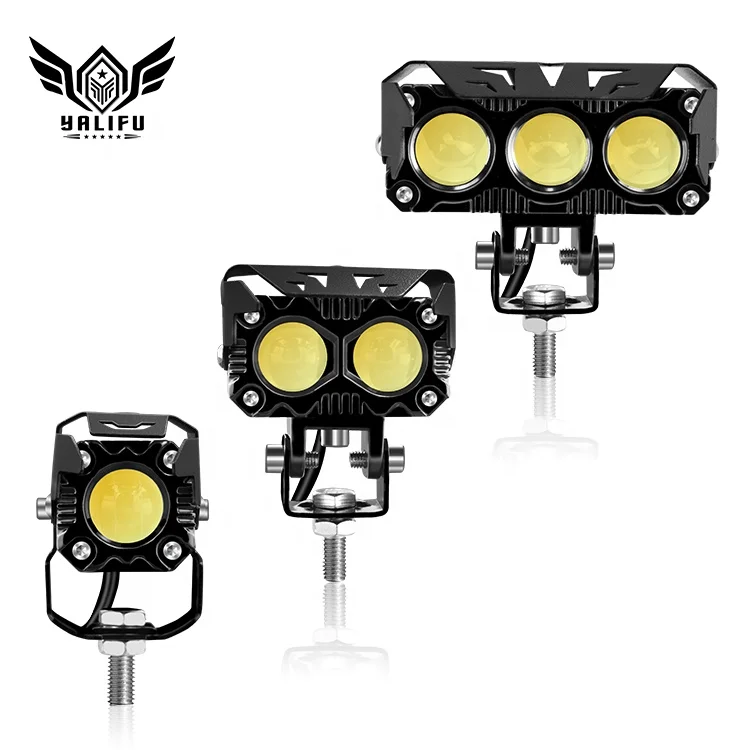LED Mini Driving Light Dual Color Hi/Lo Beam White Yellow 3 Lens led driving light for Motorcycles Motorbikes SUV Cars