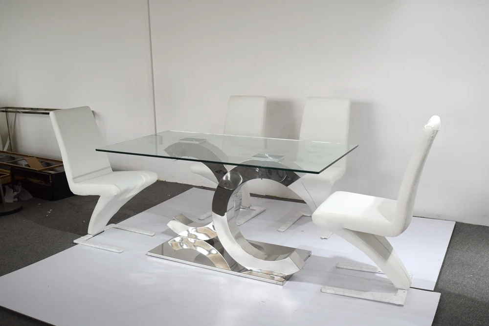 A8086  Glass top rectangular dining table home furniture