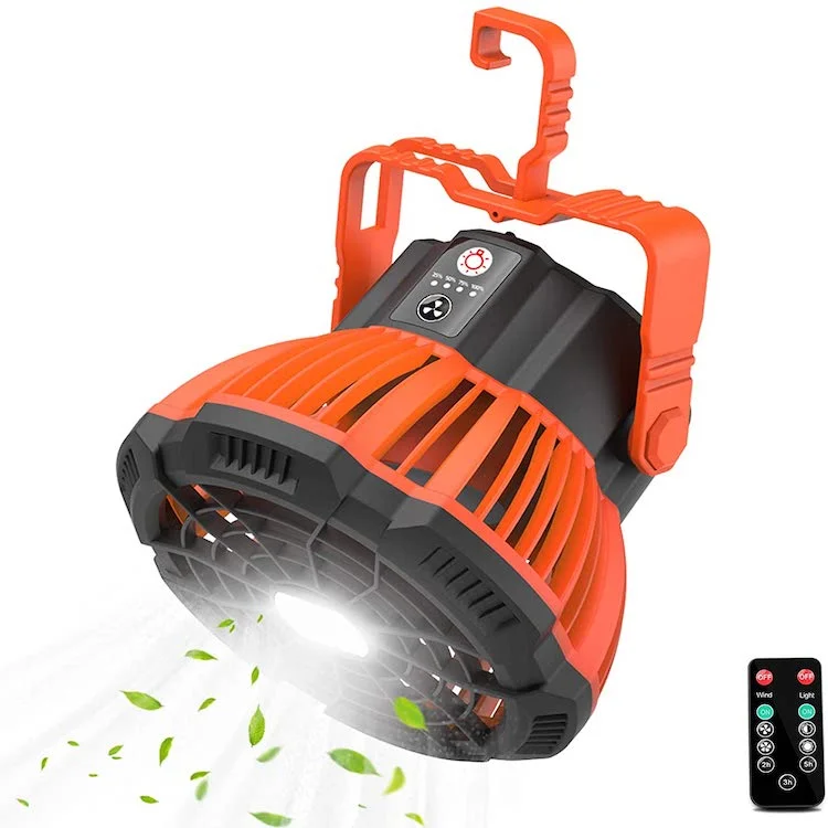 5200mAh Multifunctional outdoor camping products Remote control light fan  18650 Portable ceiling fans 430g  Camping light fan