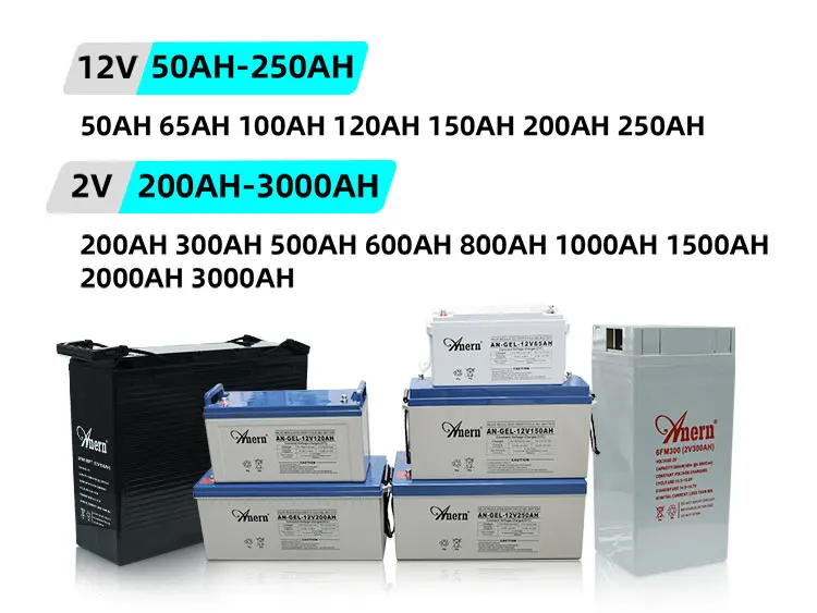 Anern Energy Gel Battery 12V 100Ah 200Ah Car Battery Home Solar Ups Power Battery For Sale