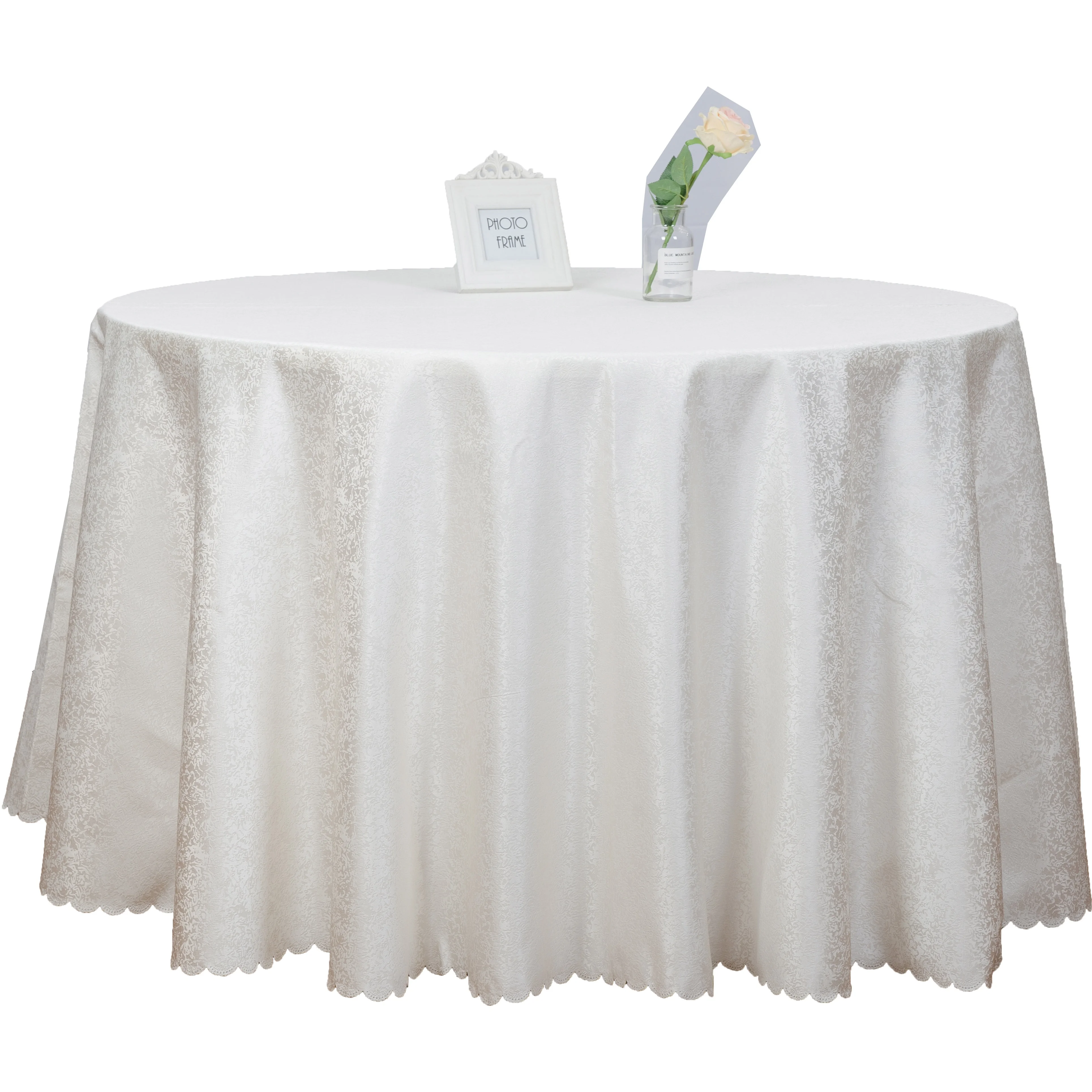 wedding party restaurant polyester round circular white table cloth