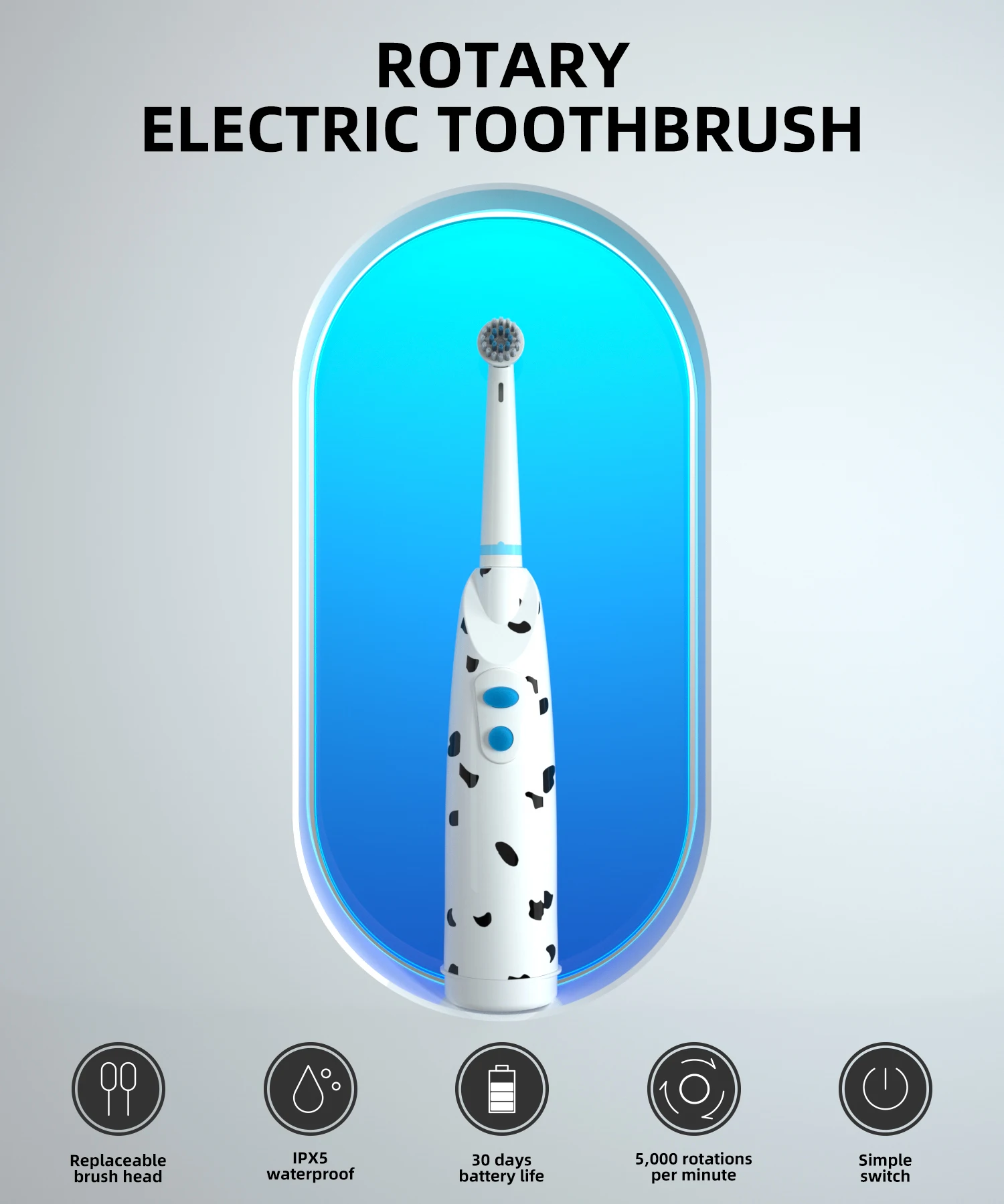 Factory Wholesale  OEM New Fashion Style Customized cartoon rotary electric toothbrush for kids replacement brush heads
