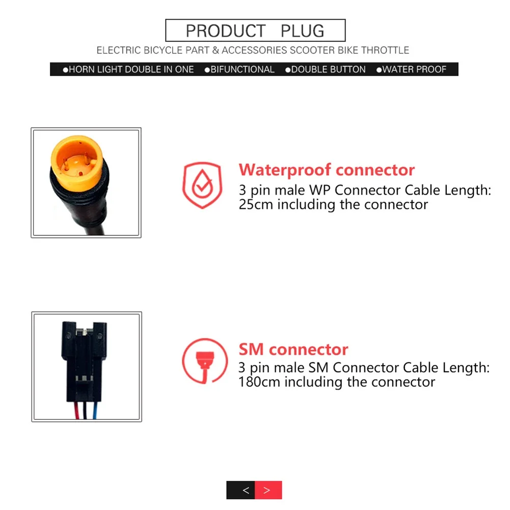 TT-009 36V 48V 60V 72V Thumb Throttle Left Right Universal SM Water Prooof Ebike Thumb Throttle for Electric Bicycle Scooter