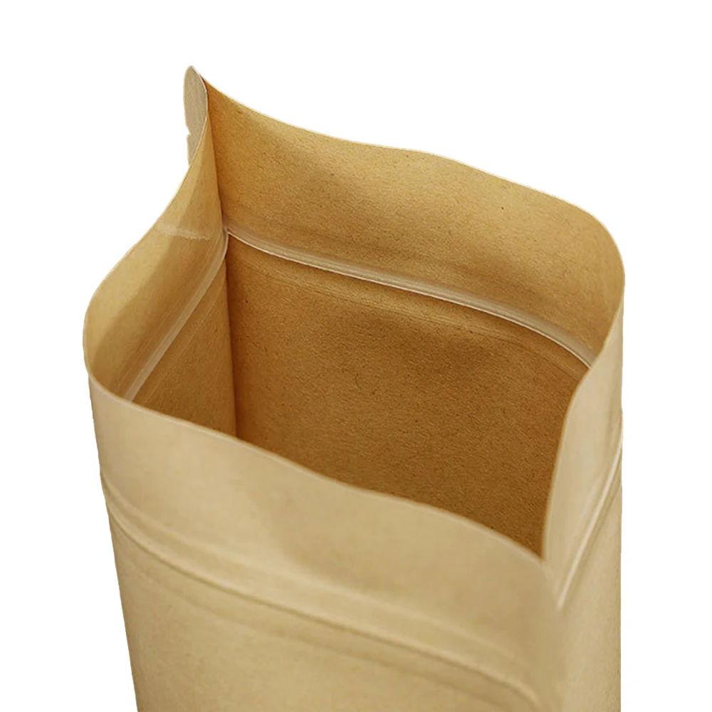Stock Resealable Smell Proof Kraft Paper Bags with Logo for Food Sealed Embalagem Standup Pouch Zipper Kraft Bags with Window