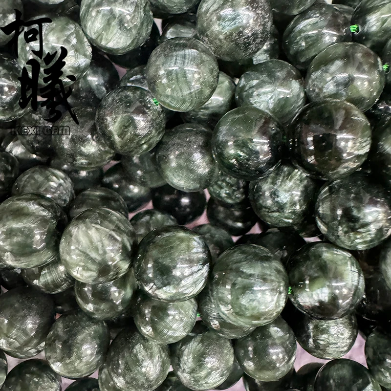 Aunthetic Natural Green Seraphinite Gemstone Beads 6mm 8mm 10mm Smooth Round Loose Natural Clinochlore Russia Seraphinite Beads