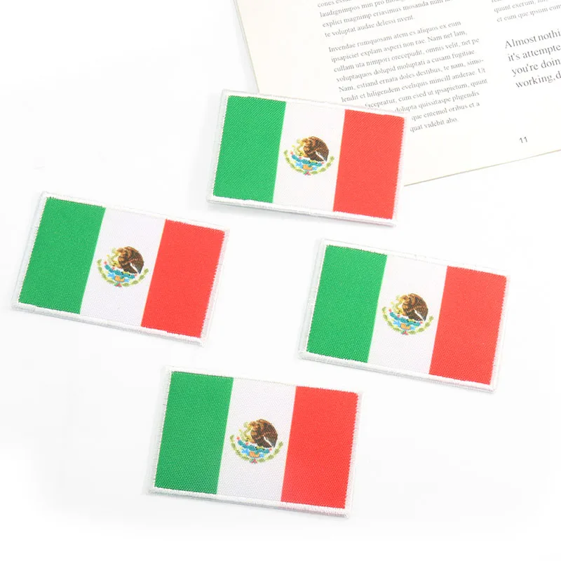 Custom Iron On Patch Hats Logo Embroidery Mexico Flag Patches For Clothing