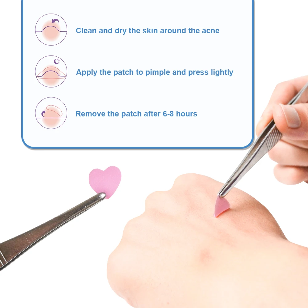 Hydrocolloid Acne Pimple Patch, Used for Blemish Chin & Cheeks, Mixed Hearts,  Regular Blemish Patches with Certificate