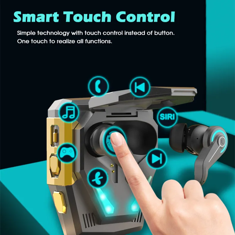 BT 5.0 Wireless Earbud Gaming Headset/Handheld Game Console, TWS Sports Gaming Headset for IOS/Android