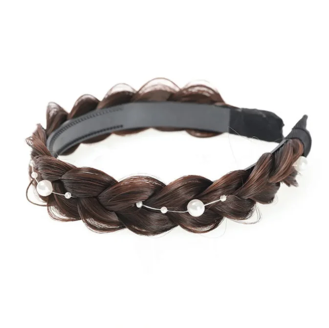women beauty hair accessories pearl wide hair hoop synthetic hair braided headband