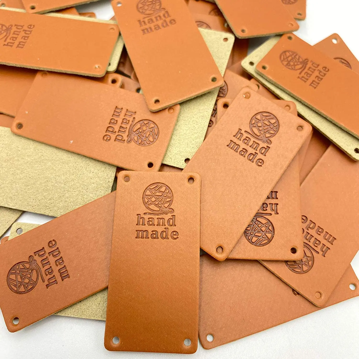 PU Leather Label Handmade Tag Label Handmade Embossed Tag