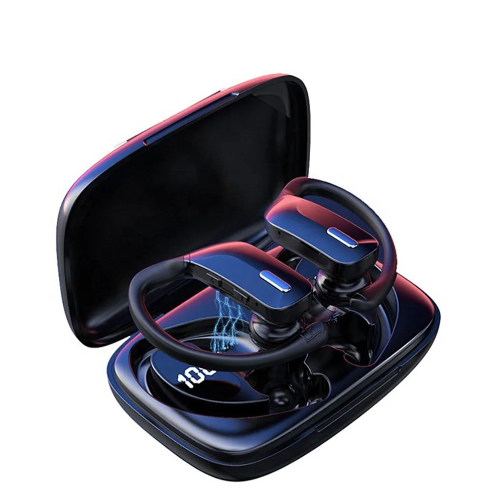 New T17 Ear Hook Style 5.0 Tws Auriculares Inalambricos Running Wireless Earphones For Sport with LED Display