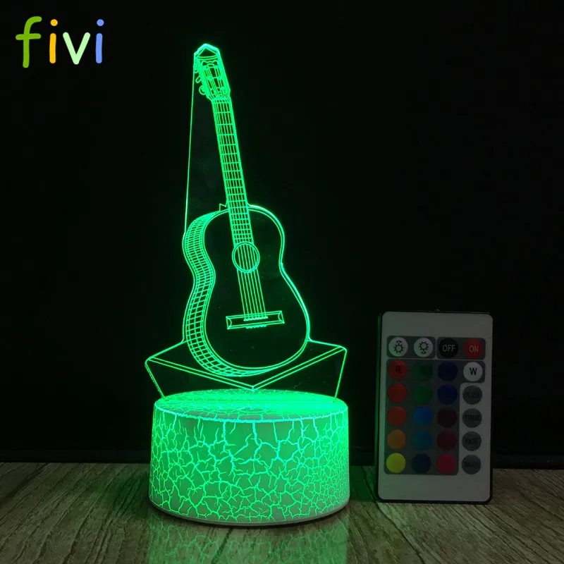 3D acrylic guitar night light lamp LED 7 Color Changing Gradient Baby Child Sleeping Night Light