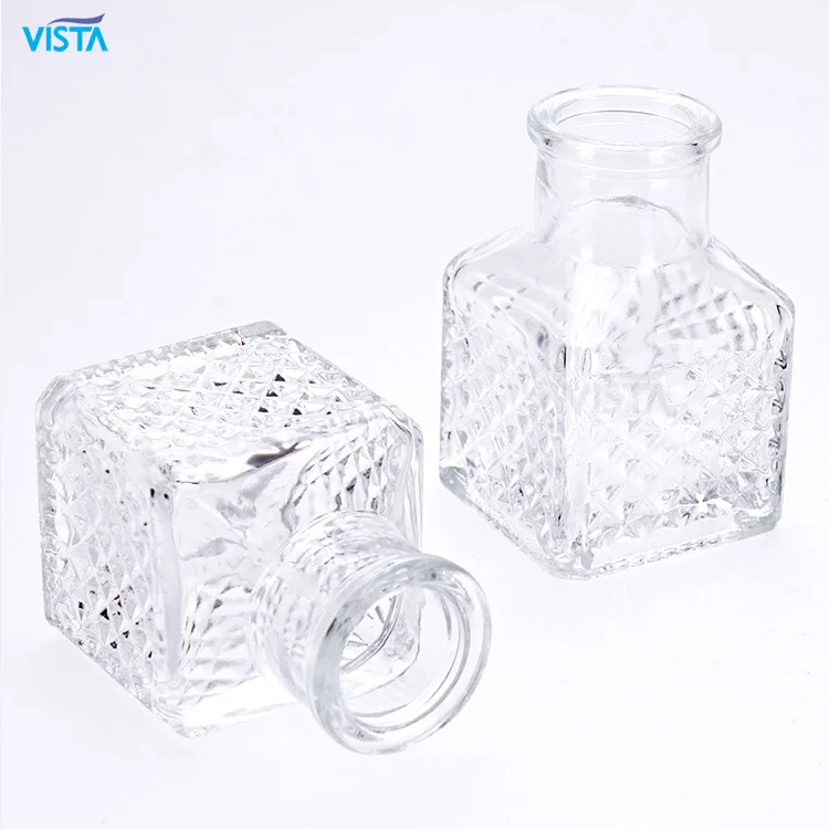 Wholesale Designed Square Glass Bottle Jar 120ml 150ml Empty Perfume aromatherapy Reed Diffuse Glass Bottle Jar