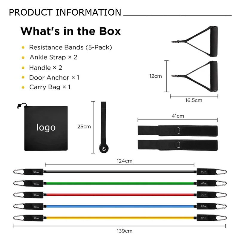 2022 GEDENG Workout Training Tubes Exercise 11 Pcs Resistance Bands, Body Building Accessories Heavy Duty Resistance Band Set