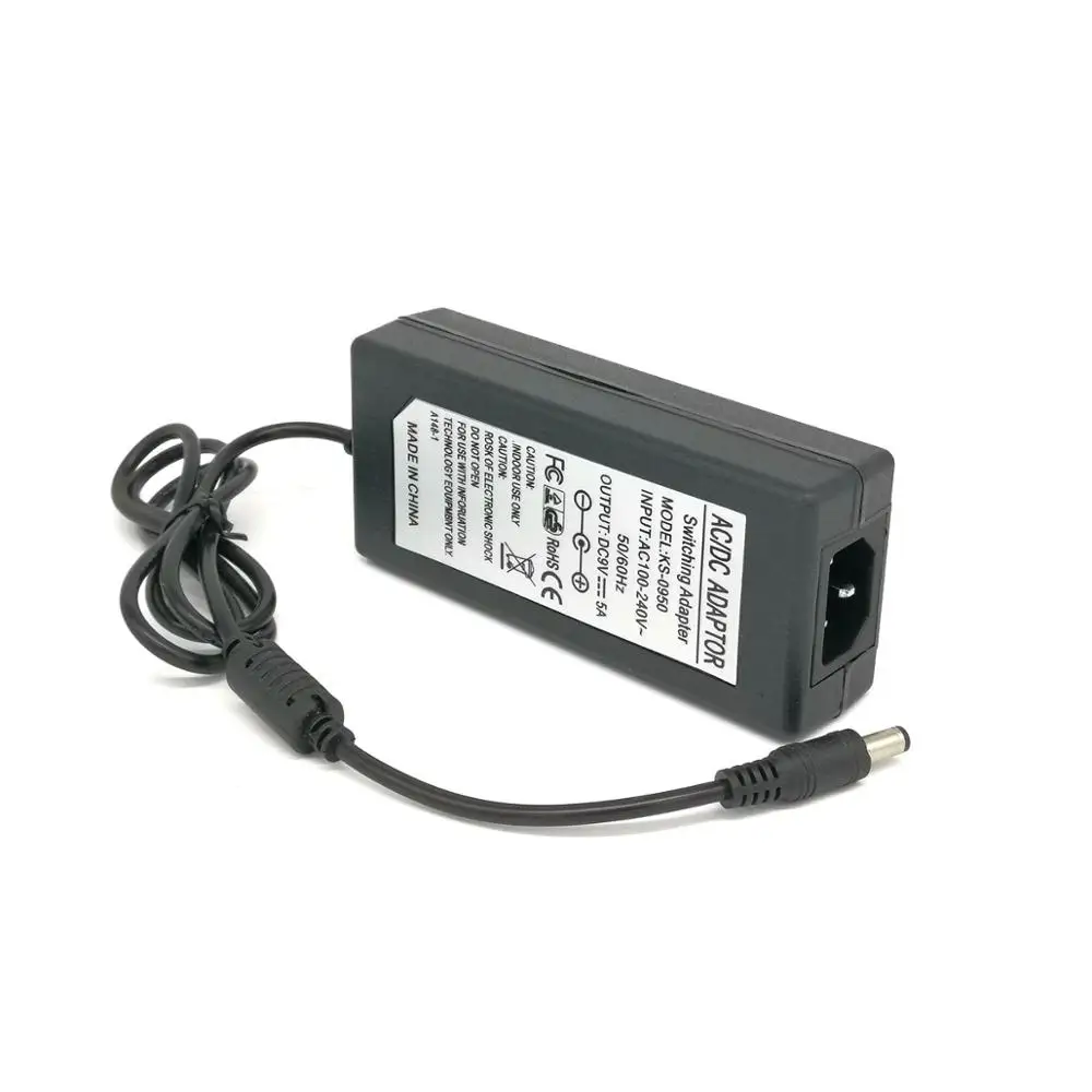 
9V 5A 45W AC DC Adapter Charger for Verifone POS machine credit card machine Switch Power Supply for LED SMD RGB drive 