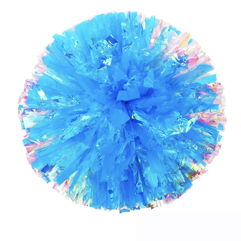 Fancy Shiny Purple Cheerleader PVC Rainbow Flower Ball pompoms Cheerleading Pom Poms Flower Balls With Ring Handle