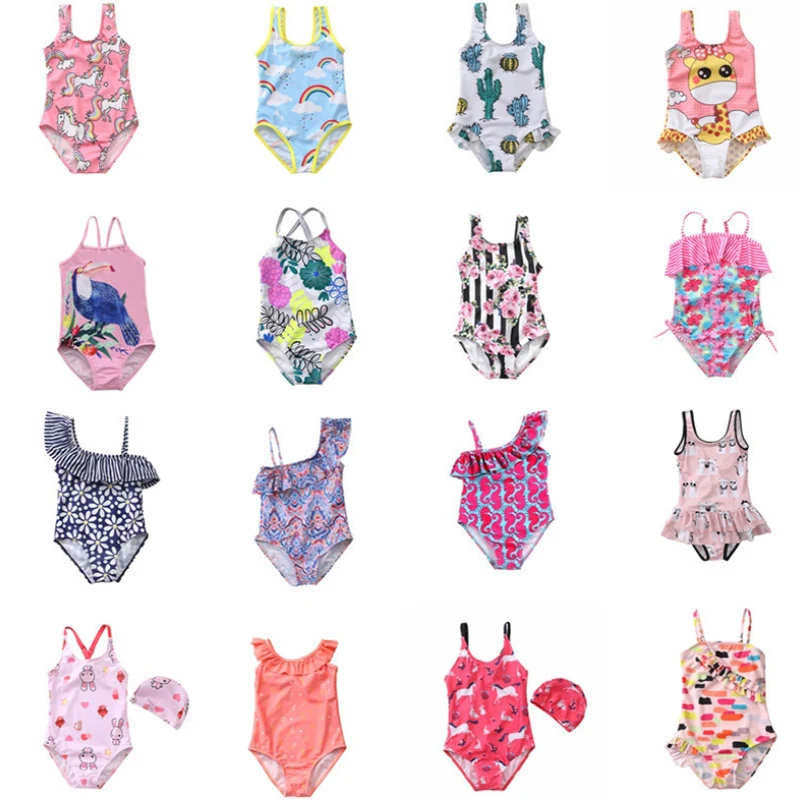 Wholesale Cute Toddler Swimwear RTS Pink 2022 One Piece Swimsuit Bikini For Children