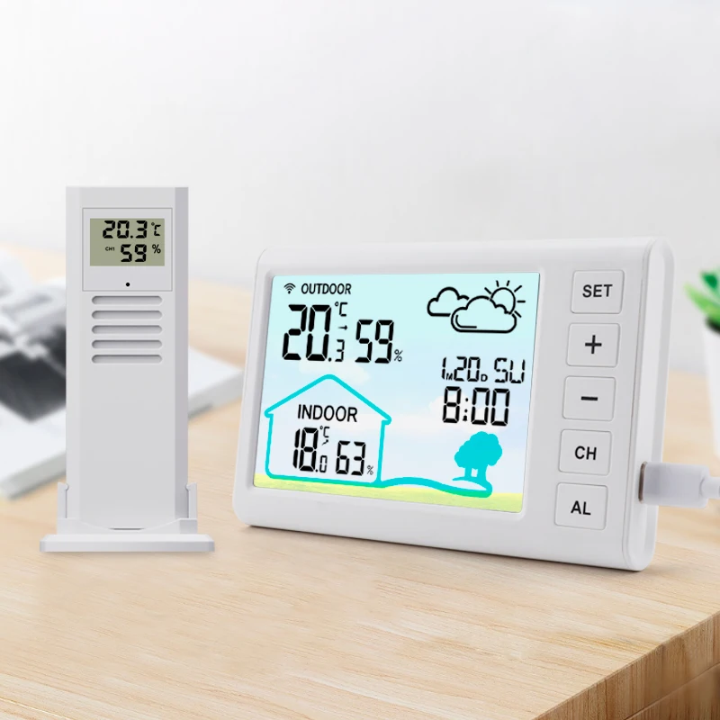 Thermometer And Hygrometer Indoor Digital Mini Lcd Wall Wireless Multifunctional Mimi Clock With Humidity Weather Station