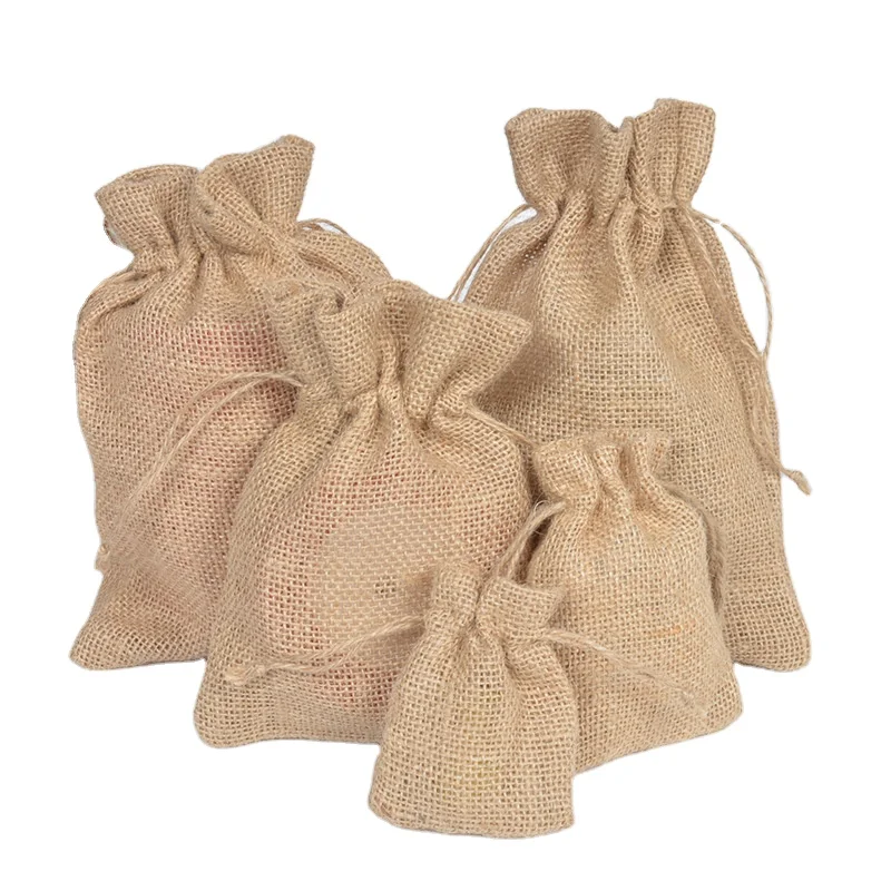 
Burlap Pocket Jute Pouch Bag Custom Size Mini Drawstring Jute Bags For Coffee And Cocoa 