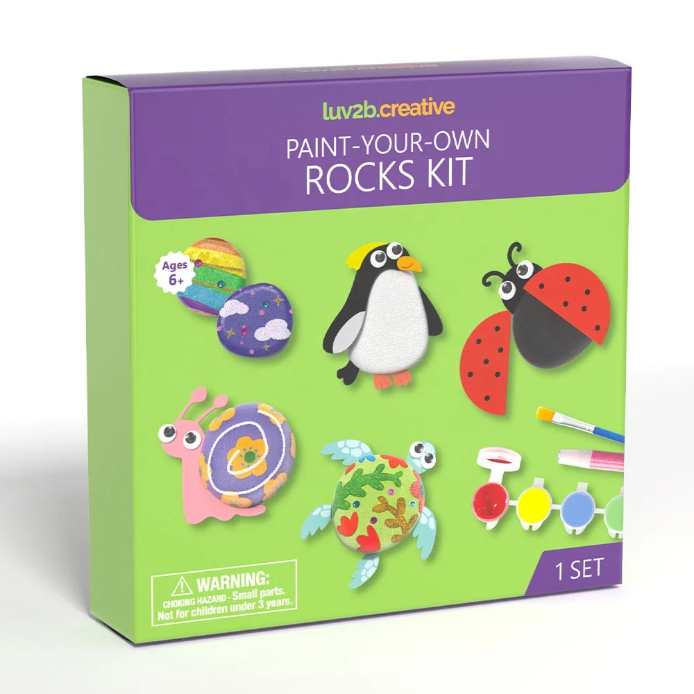 Creative Rock Painting Kit EVA Dec. Colorful Animal Rocks DIY Arts & Crafts for Kids