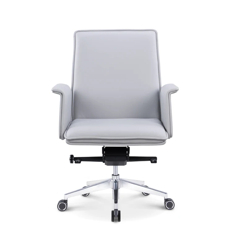 Swivel chair office furniture ergonomic gas lift gray leather high back office chair