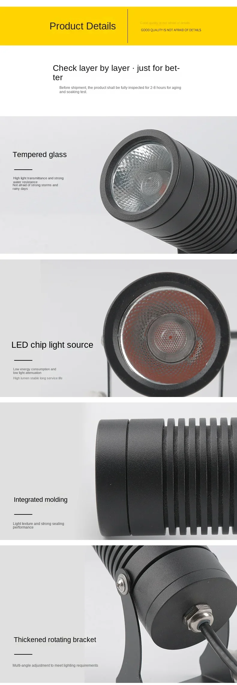 10W IP65 Waterproof LED Projector Light Spot Garden Lights for Landscape Lighting and Decoration Aluminum Spotlight