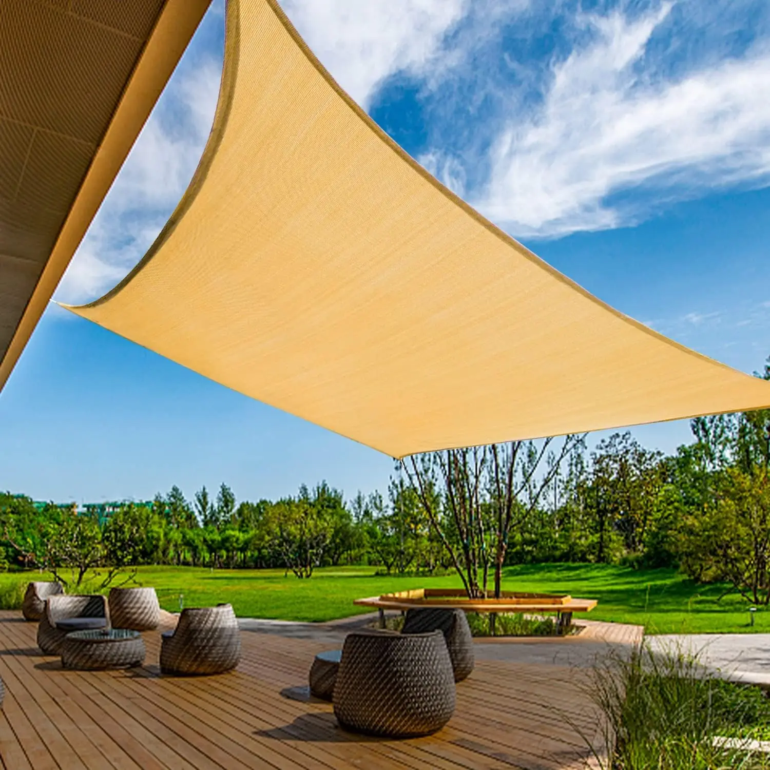 High Quality HDPE Triangle Rectangle Sun Shade Sail - UV Stabilized for Outdoor Use - Complete with Hardware