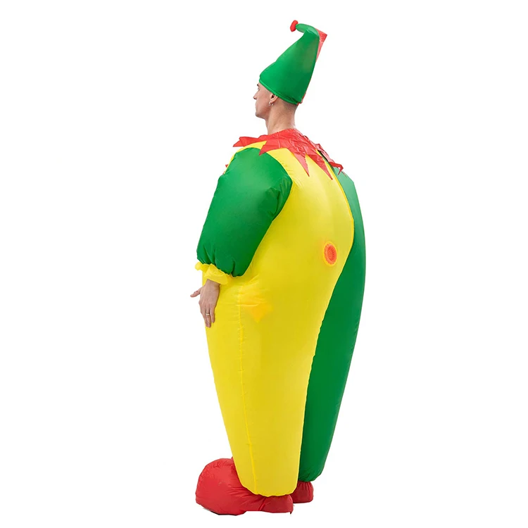 Fat clown inflatable costume for Halloween Fancy Dress Cosplay Blow Up Full Body Suit Jumpsuit for Adult