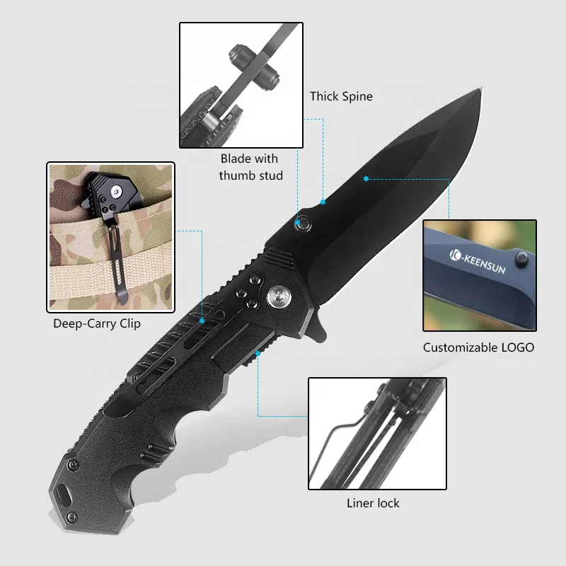 wholesale cheap best promotion beat quality black outdoor tactical outdoor stainless folding pocket knife for camping