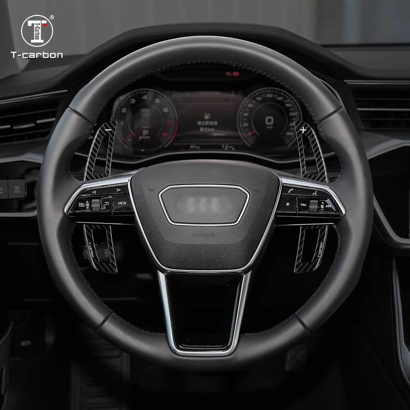 Carbon Fiber Interior Steering Wheel Factory direct sale Replacement Style Shift Paddle Shifter Extension For 2016-2022 Audi