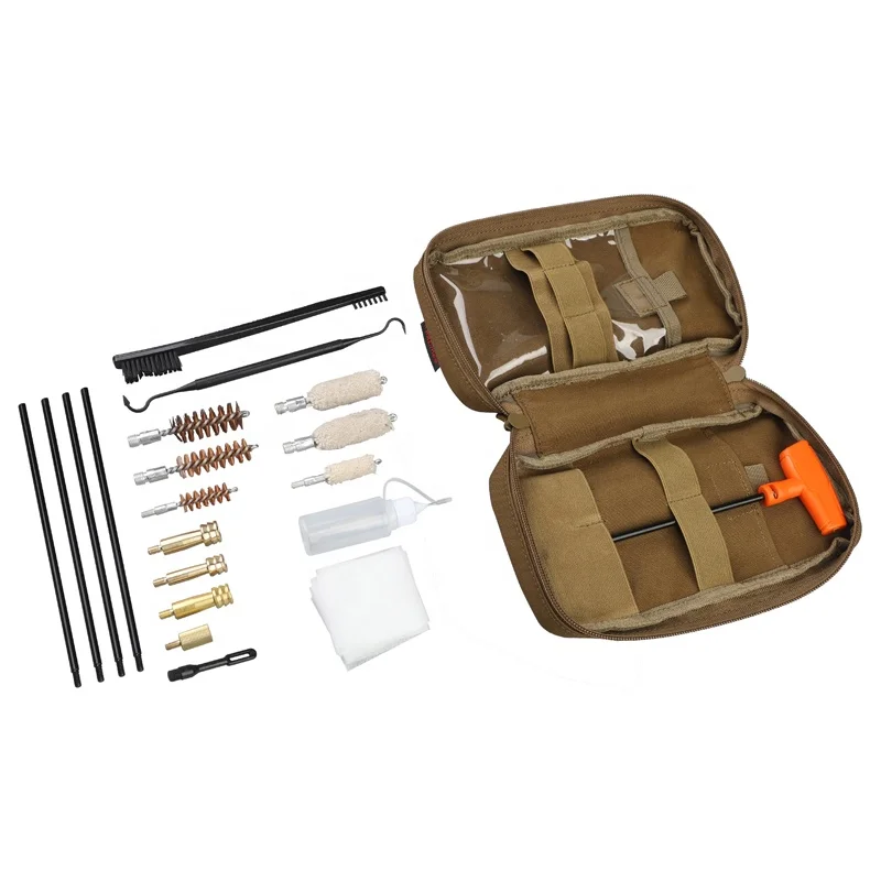 Molle Pouch with Gun Cleaning Kit Bore Brushes Mop Jags Rods Pulling through Cable Patches for Hunting