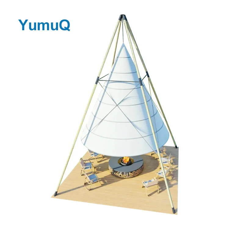 YumuQ Bamboo Cone Shape Lantern Tent Wind Resistance 8-10 Level for Tourist Attraction