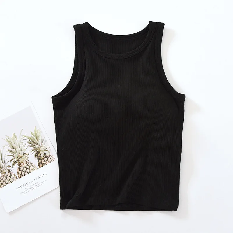 Wholesale High Quality Threaded Camisole With Bra Pad Vest Comfortable And Breathable Slim Bottom Shirt