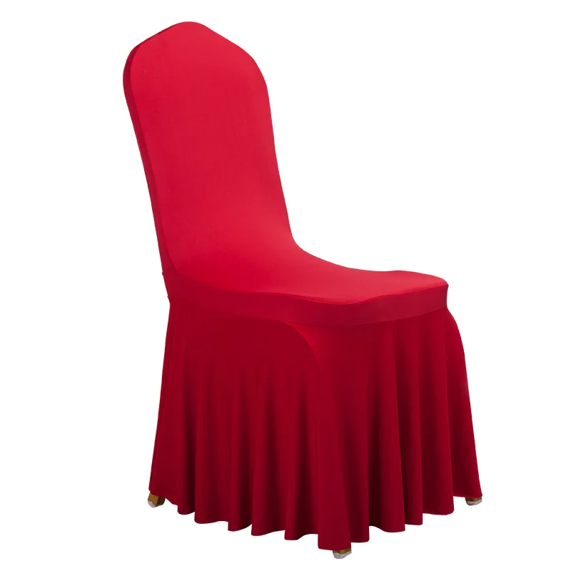 Pure White High Quality Banquet Used Spandex Plain Dyed Chair Covers With Sundress
