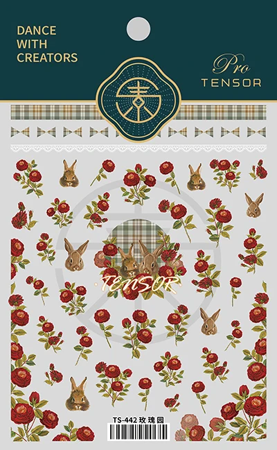 TENSOR New technology Roses Flower series Rabbits Butterfly thin transparent thin toughened nail art stickers