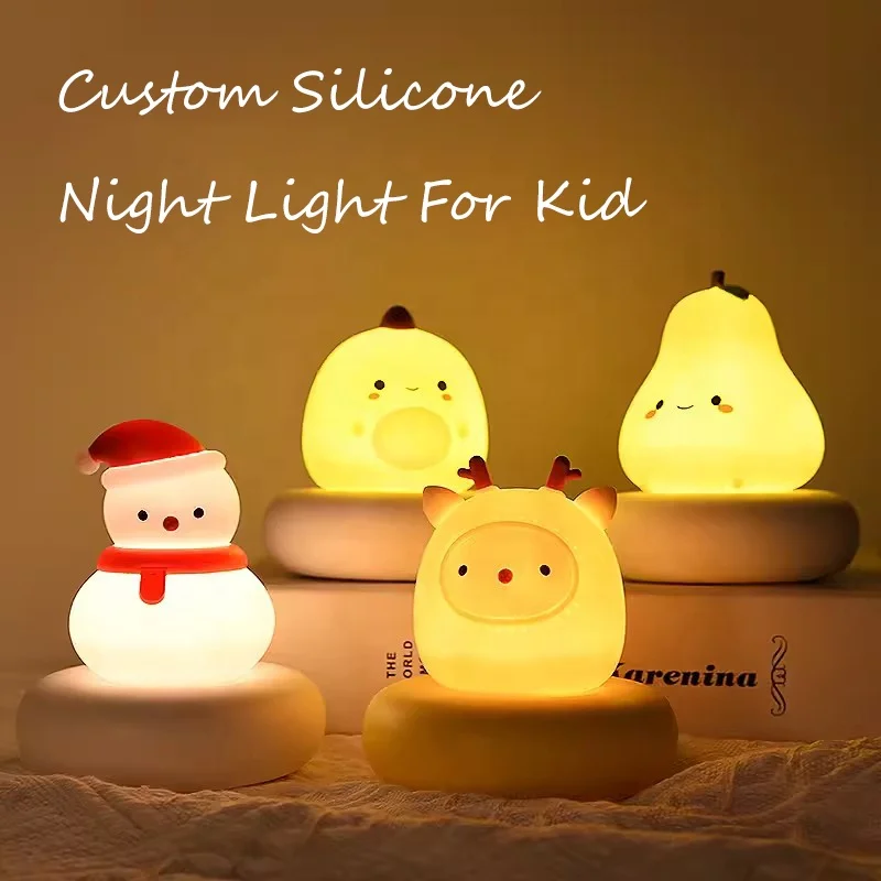 Cartoon Funny Children Nightlights Lamp  LED Night Silicone Baby Light up Toys Custom Logo Pattern Shape