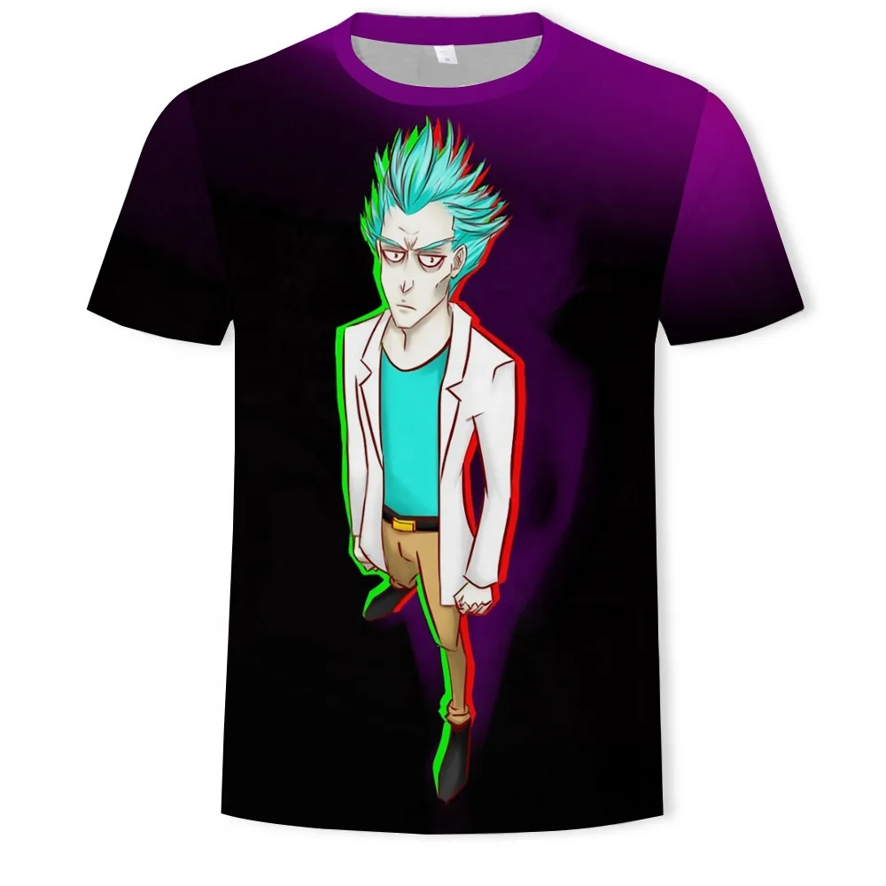 
wholesale custom printing o-neck t-shirt oversized comic 3D print Anime tshirt for men 