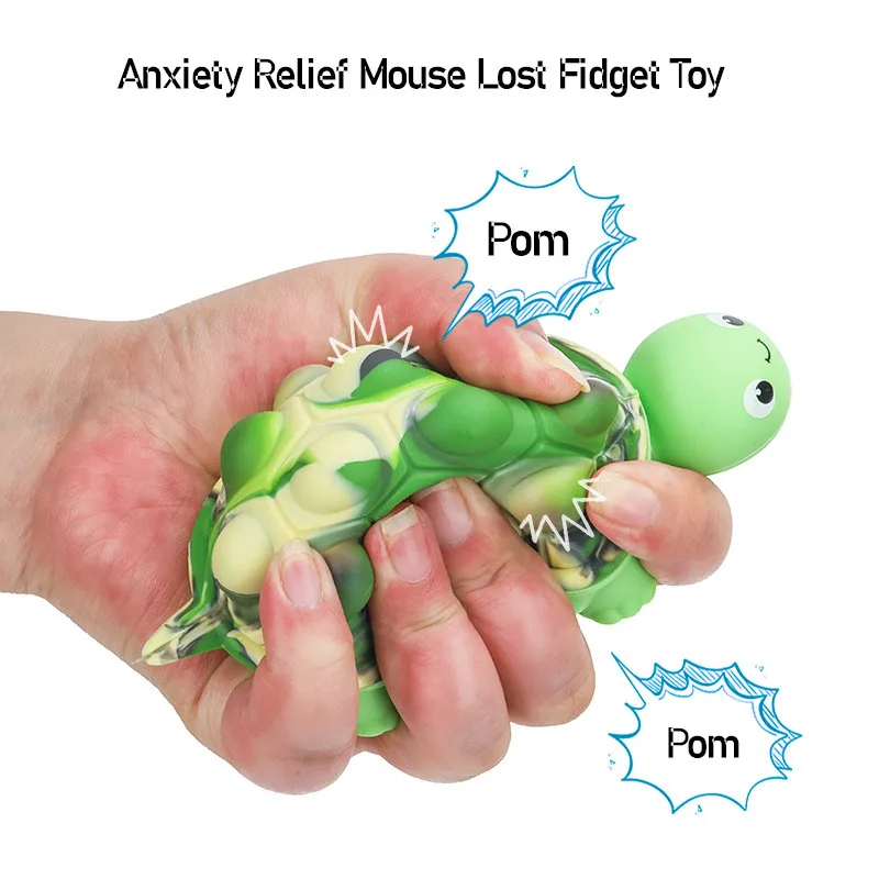 BSBH Wholesale Fidget Toys Tortoise Shape Relief Sensory Toys Pop Fidget Ball Keychain