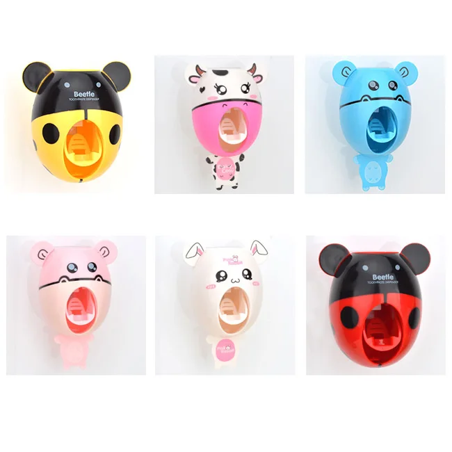 Dropshipping Bathroom Wall Mounted Automatic  Children Kids Family Cartoon Animal  Dispenser Toothpaste Squeezer