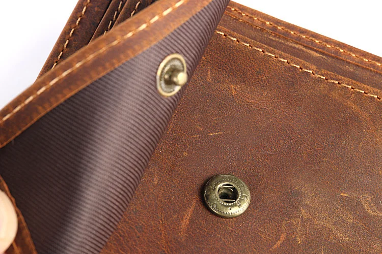 Full Grain Crazy Horse Leather Credit Purse Genuine Original Leather Wholesale Slim RFID Blocking Wallet Card Holder