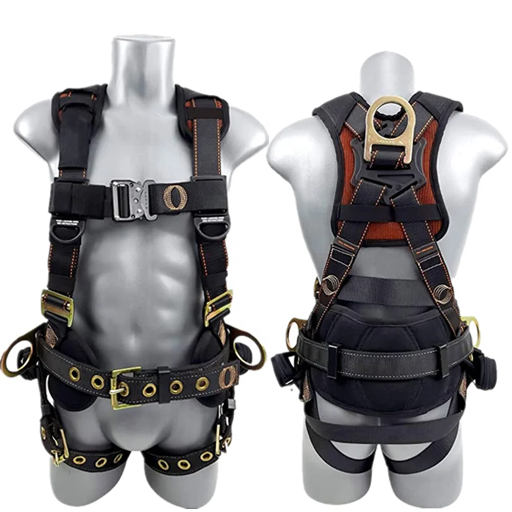 Fall Protection Premium Black Safety Harness X model with Vented & Padded Shoulder,Tongue Legs and Quick Release Buckle