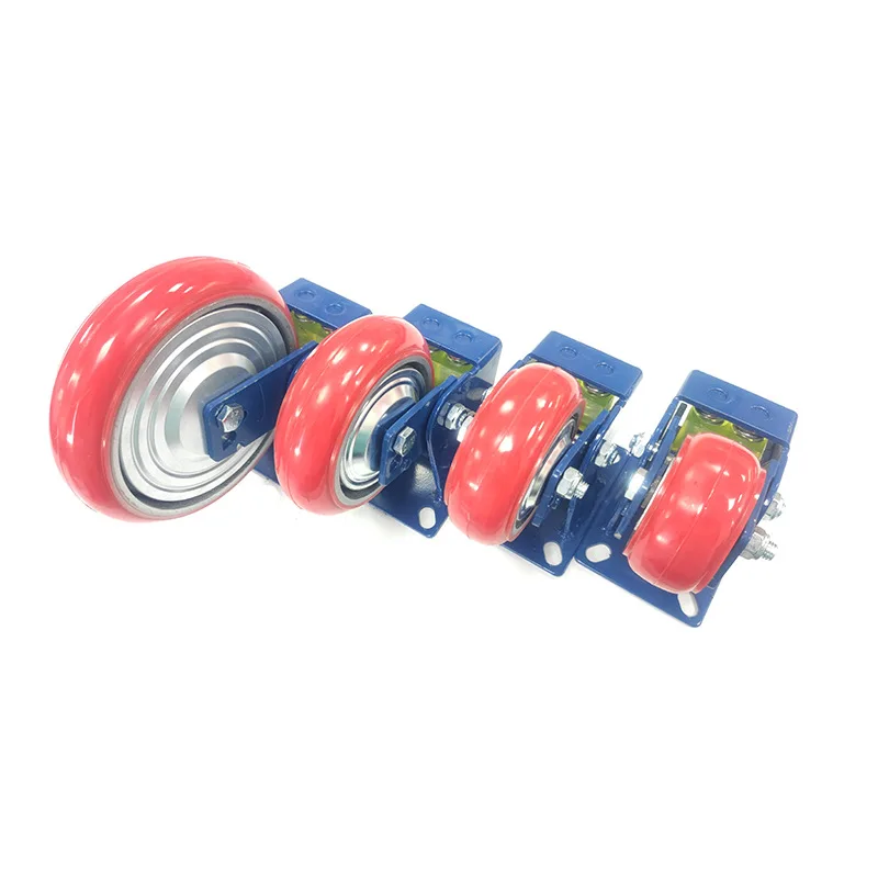 Factory wholesale Heavy Duty Castor Trolley Wheels  200mm shock absorbing Heavy Duty Spring Loaded Pu Caster Wheels