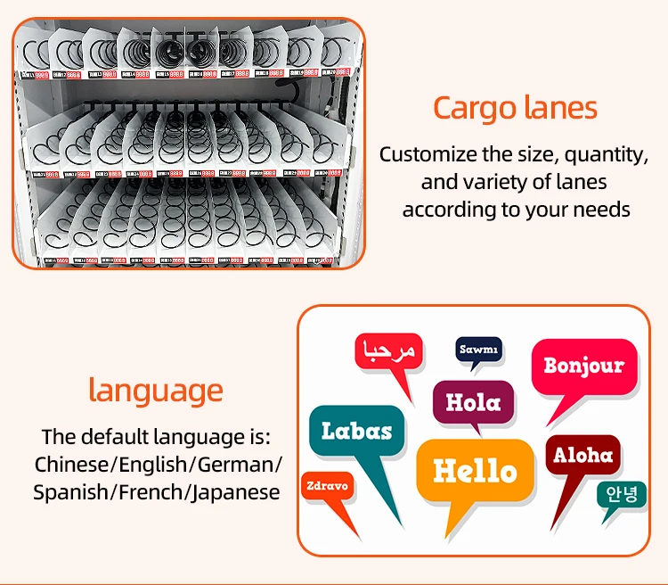 Commercial use vending machine for food and drinks