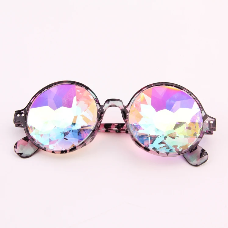 best selling kaleidoscope glasses a fancy dress ball  party round frame colorful crystal glass lenses sunglasses goggles