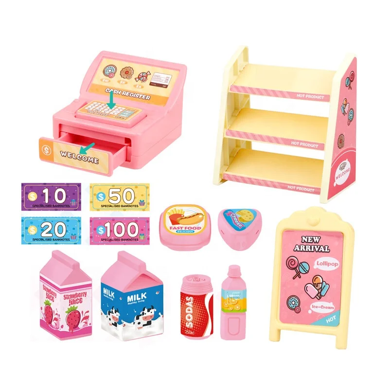 Plastic pretend supermarket shopping toys play set for kids