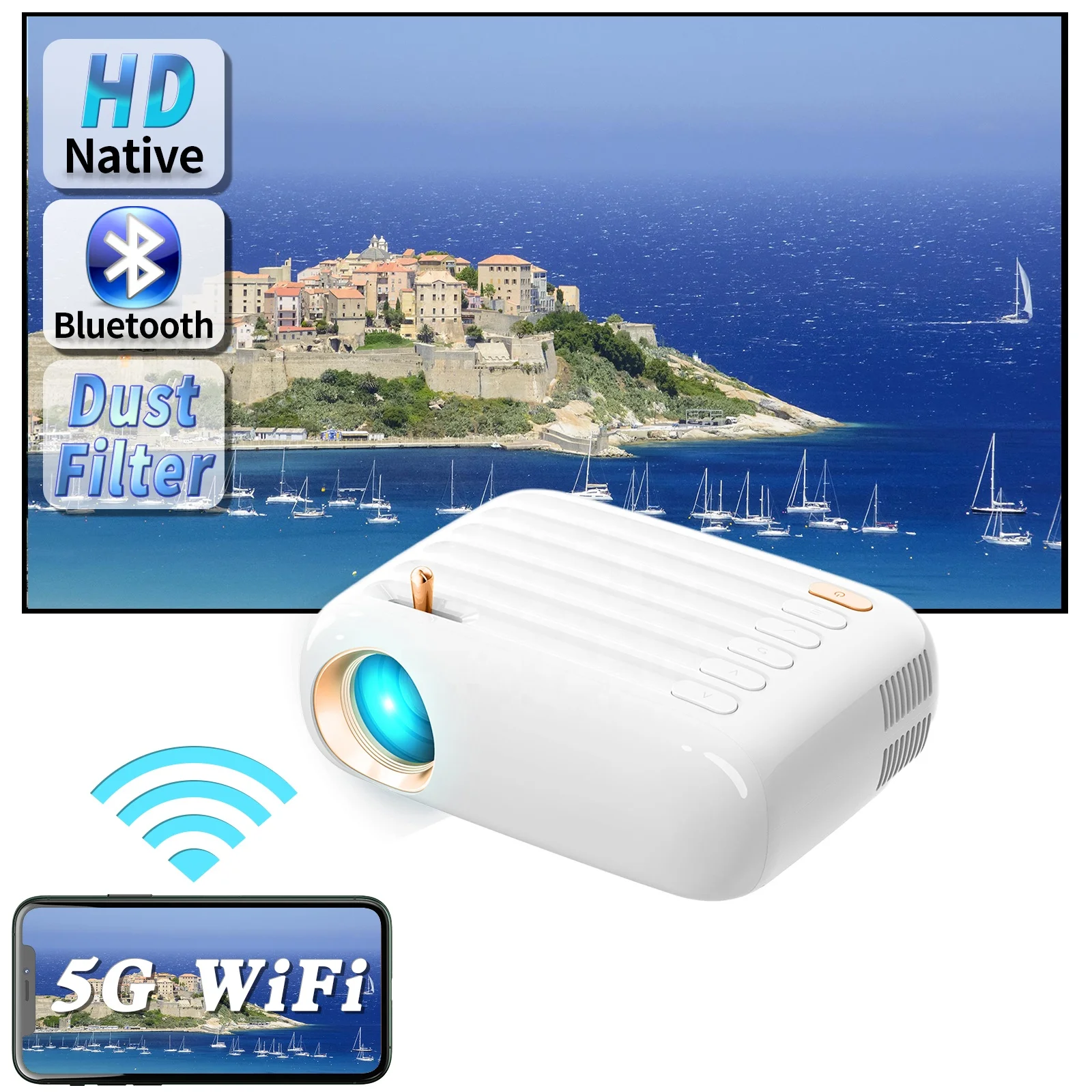 ZAOLIGHTEC S10 OTTO HOT SELLING 300 watts 8000 lumens new led projector head light mini home projector portable