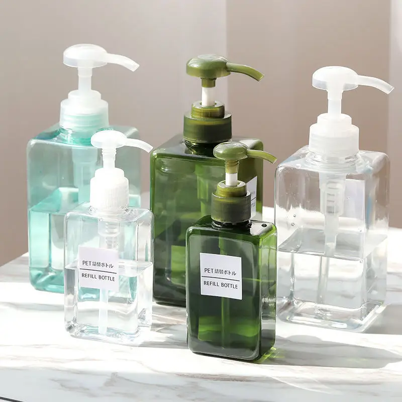 100ml 150ml 250ml 280ml 450ml PET Square Cosmetic Plastic Shower Gel Packaging Hair Conditioner Shampoo Bottles With Lotion Pump