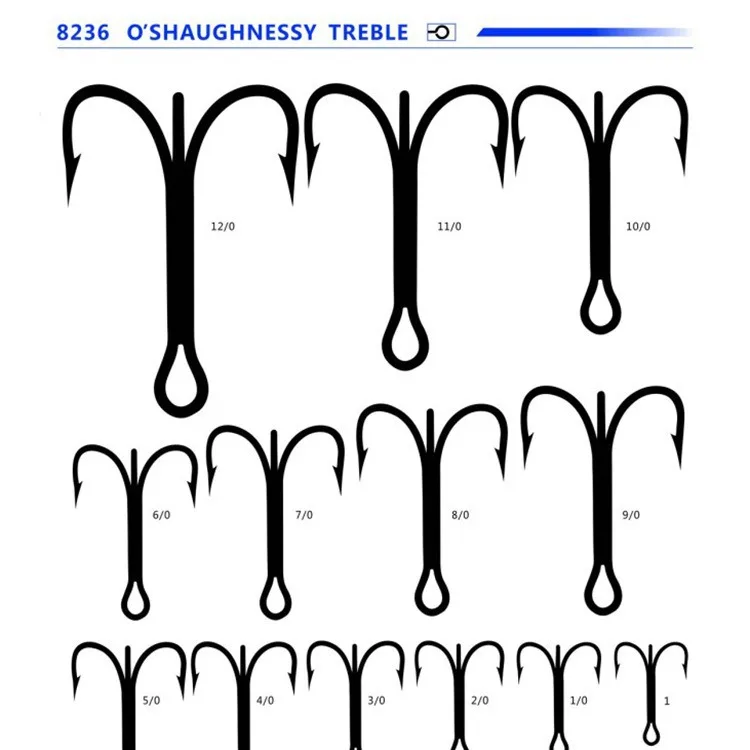 NT50127  Factory Wholesale  Lure  Black High Carbon Steel Treble Barb Fish Hooks